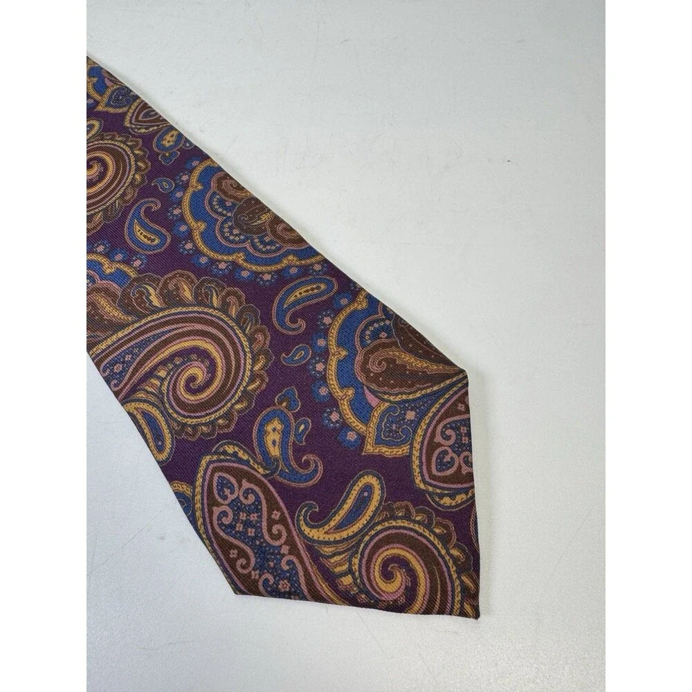 Chéviot Silk Tie Purple Paisley Multicolor Classic Width Designer